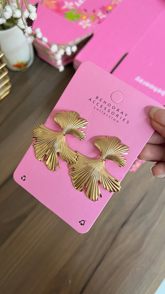 Shell Like Statement Earrings in Gold