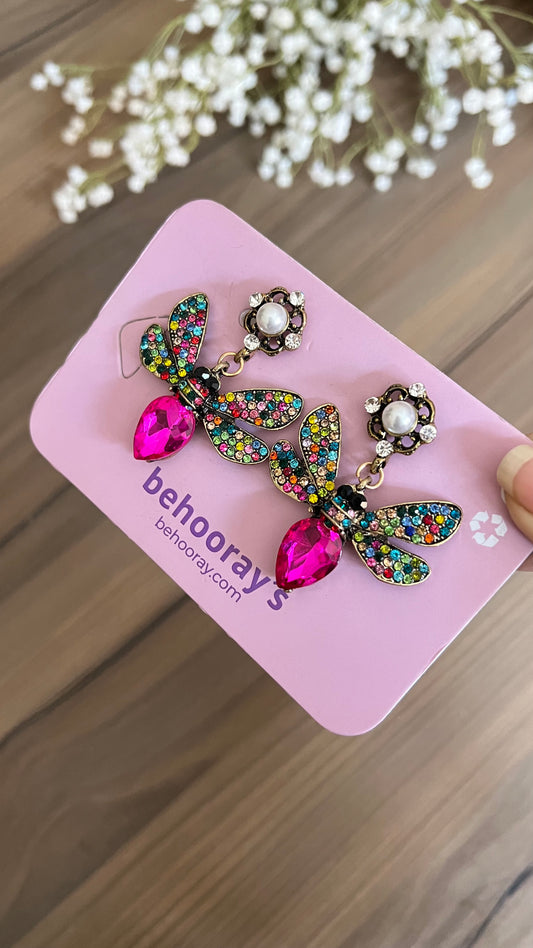 Sparkle Butterfly Earrings In Multi