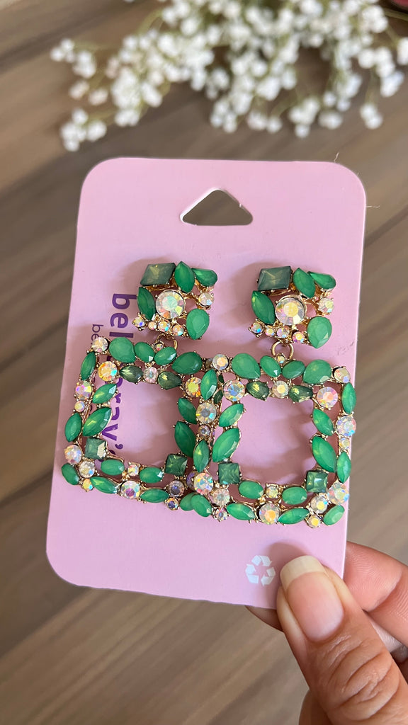 Sassy Sparkle Earrings in Green
