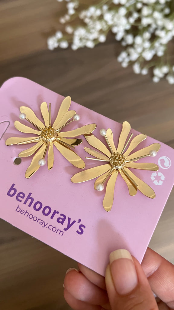 A Golden Blossom Flower Earrings