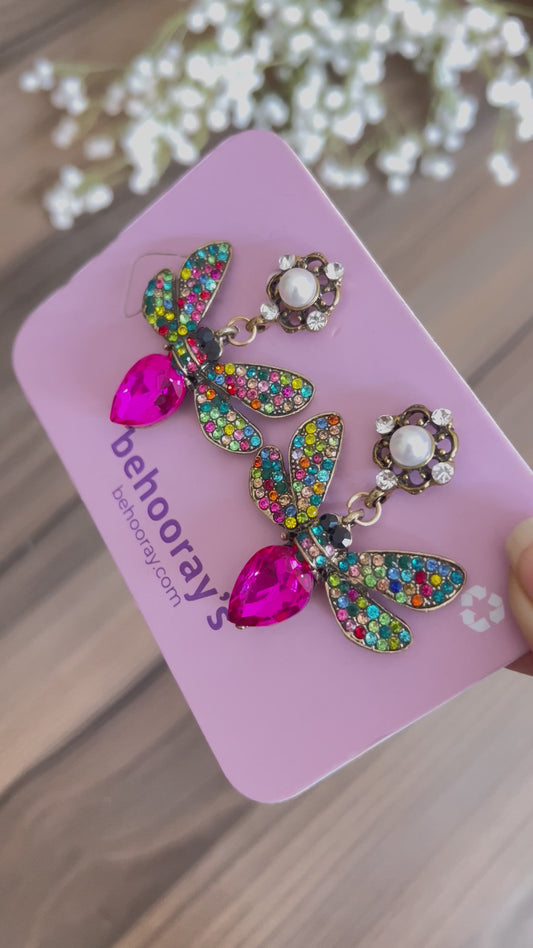 Sparkle Butterfly Earrings In Multi