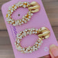 Glam Me Up Golden & Pearl Earrings In Oval