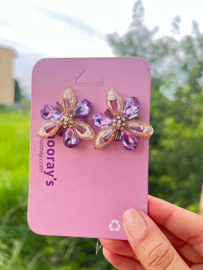 A Purple Wish Flower Earrings