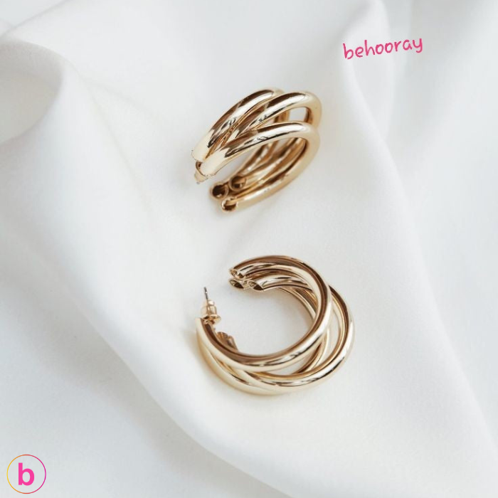 Same Old Love Tri-Hoops Earrings In Golden