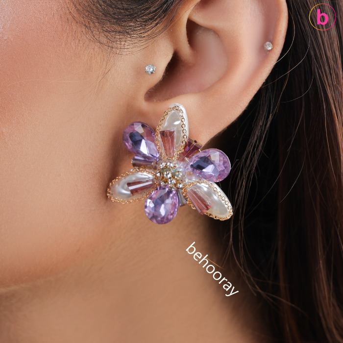 A Purple Wish Flower Earrings