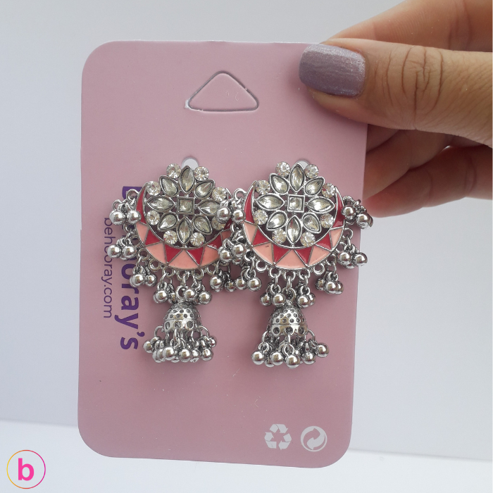 Neelam Earrings In Pink/Silver