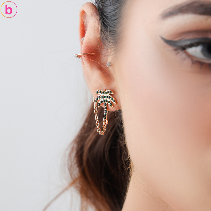 A Palm Tree Chain Link EarCuff