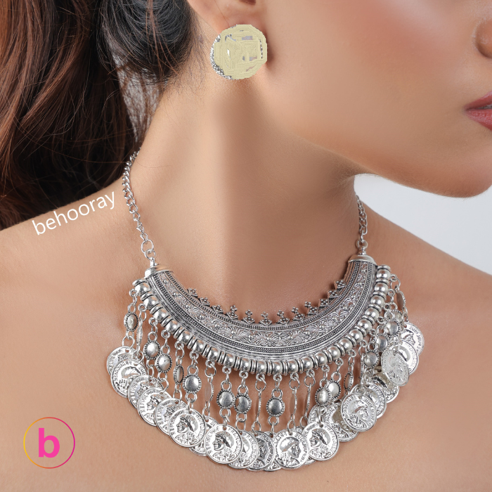 Bohemian Crush Statement Necklace In Silver