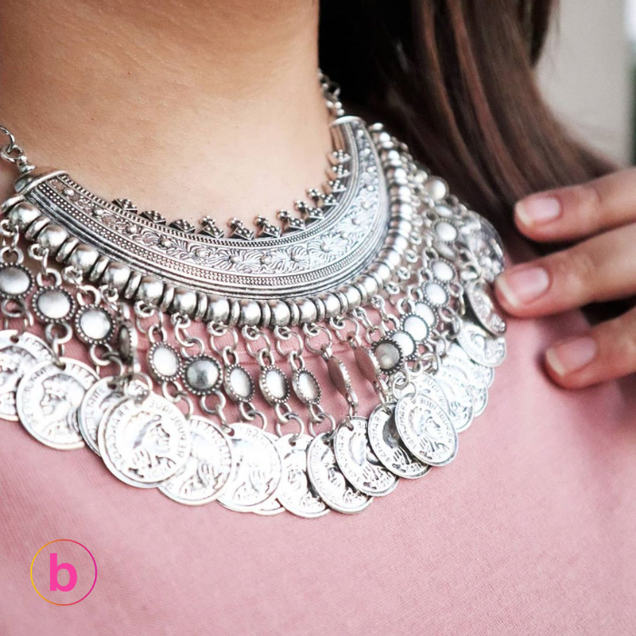 Bohemian Crush Statement Necklace In Silver