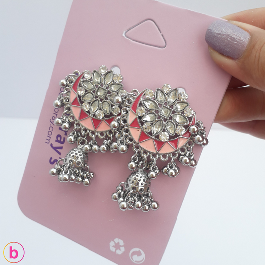 Neelam Earrings In Pink/Silver