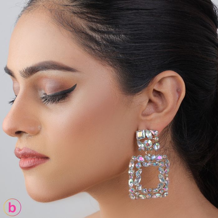 A Sassy Sparkle Earrings in White Crystals
