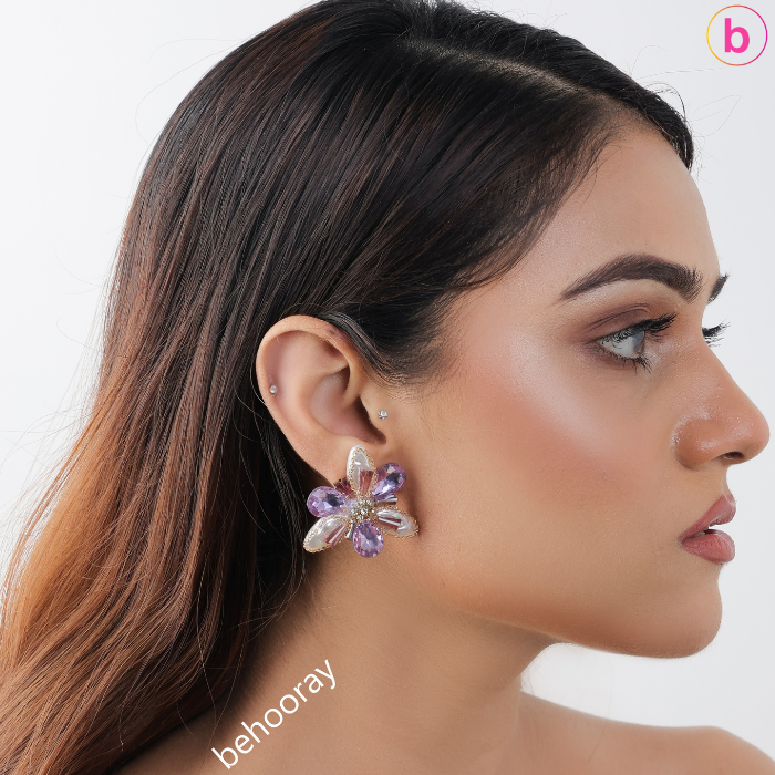 A Purple Wish Flower Earrings