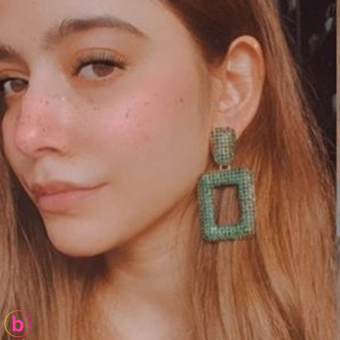 Diamanté Sparkle Earrings In Green