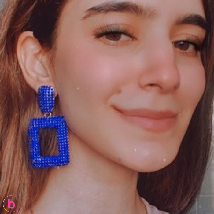 Diamanté Sparkle  Earrings In Blue