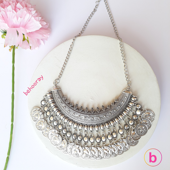Bohemian Crush Statement Necklace In Silver