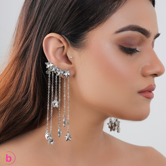 A Star Fall Ear Cuffs In Silver