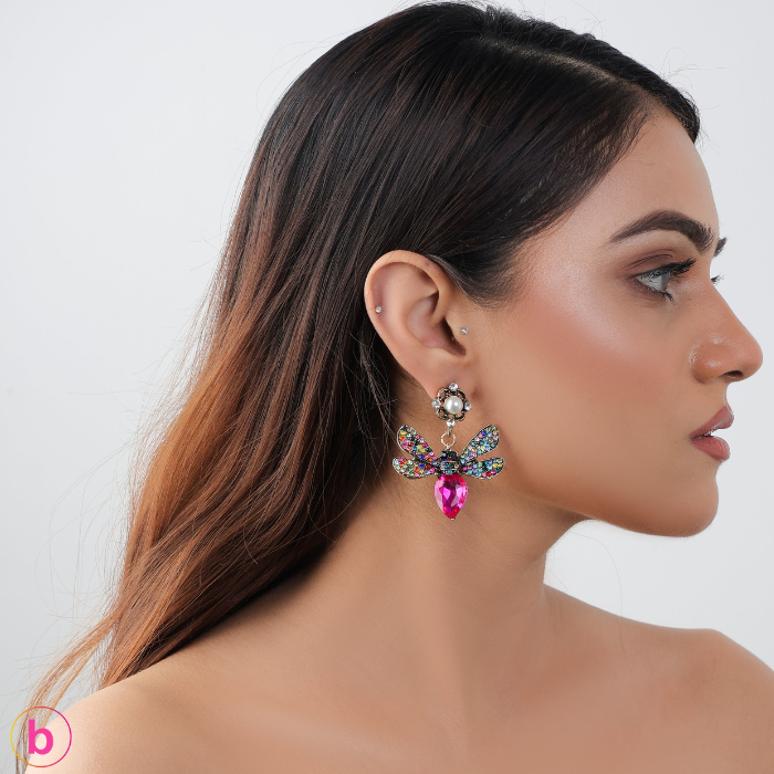 Sparkle Butterfly Earrings In Multi