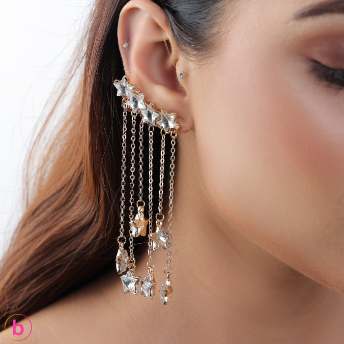 A Star Fall Ear Cuffs In Golden