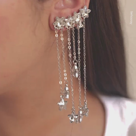 A Star Fall Ear Cuffs In Silver